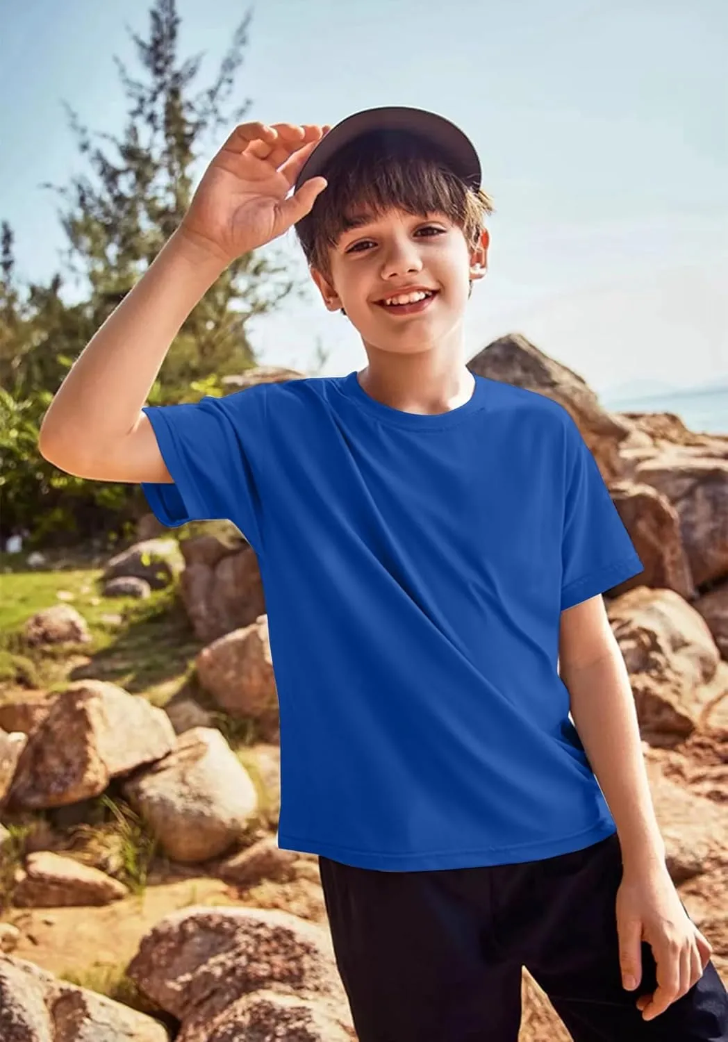 3-Pack Kids/Boys/Youth Mesh Athletic Quick Dry Shirts Youth Activewear Moisture Wicking Short Sleeve T-ShirtsAge 4-15Years