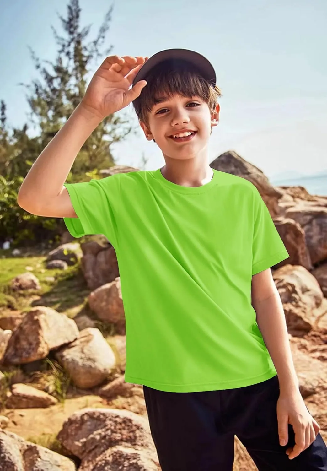 3-Pack Kids/Boys/Youth Mesh Athletic Quick Dry Shirts Youth Activewear Moisture Wicking Short Sleeve T-ShirtsAge 4-15Years