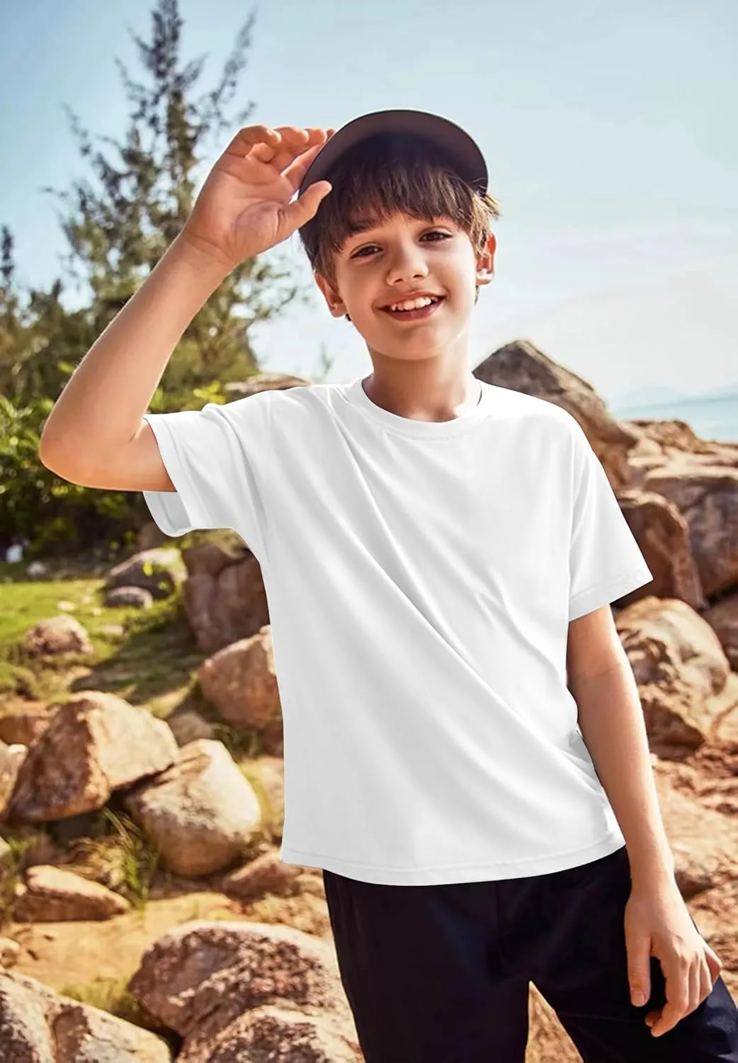5-Pack Kids/Boys/Youth Mesh Athletic Quick Dry Shirts Youth Activewear Moisture Wicking Short Sleeve T-ShirtsAge 4-15Years