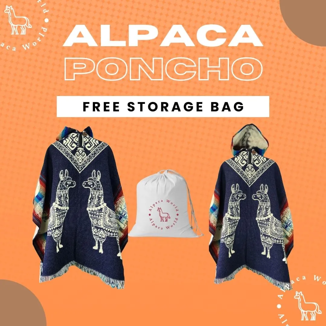 Adult Ponchos with Hood - Alpaca Wool Poncho Men - Mexican Ponchos for Men - Sand Cloud Poncho - Handcrafted and Artisanal