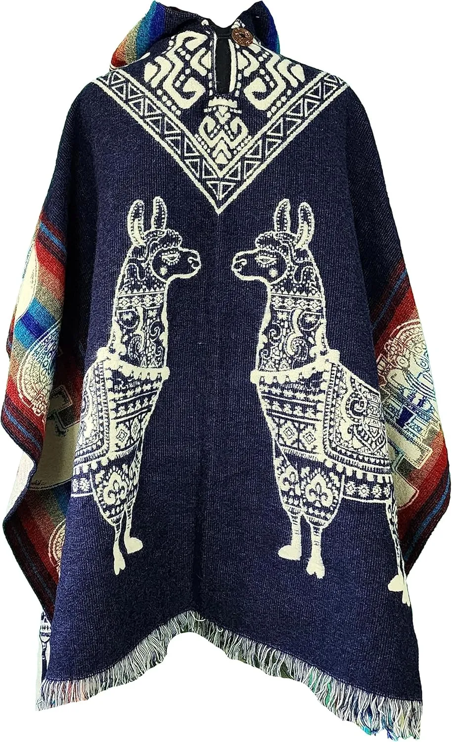 Adult Ponchos with Hood - Alpaca Wool Poncho Men - Mexican Ponchos for Men - Sand Cloud Poncho - Handcrafted and Artisanal