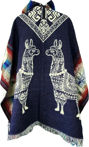 Adult Ponchos with Hood - Alpaca Wool Poncho Men - Mexican Ponchos for Men - Sand Cloud Poncho - Handcrafted and Artisanal