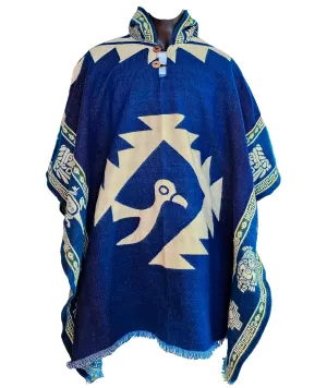 Alpaca Poncho Men Ponchos Adult Fair Trade Ponchos Interactive Garment Artisan Crafted men's poncho, Surf & Womens Poncho Cloak Mens Wool Hoodie (Royal Blue Mythical)