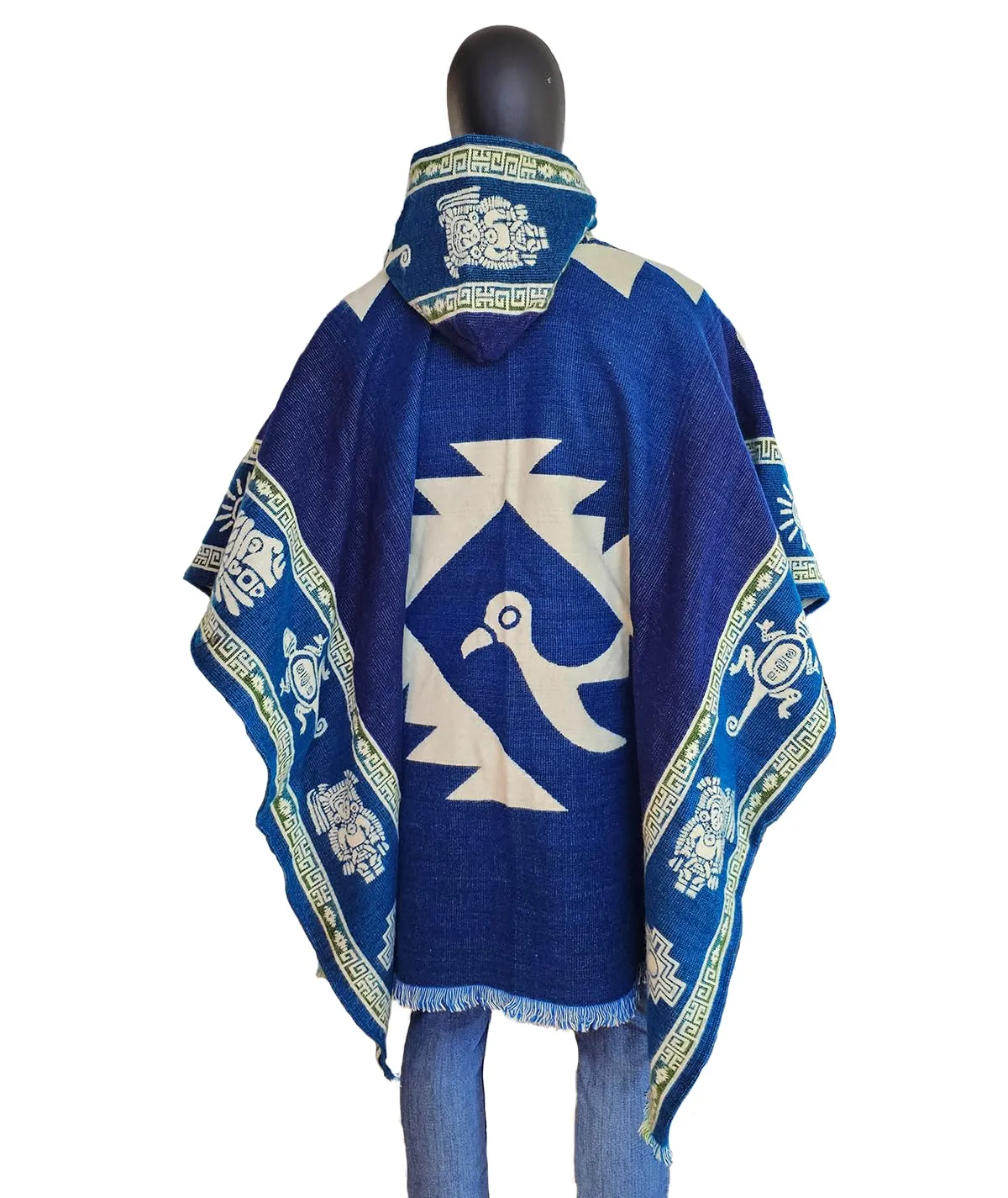 Alpaca Poncho Men Ponchos Adult Fair Trade Ponchos Interactive Garment Artisan Crafted men's poncho, Surf & Womens Poncho Cloak Mens Wool Hoodie (Royal Blue Mythical)