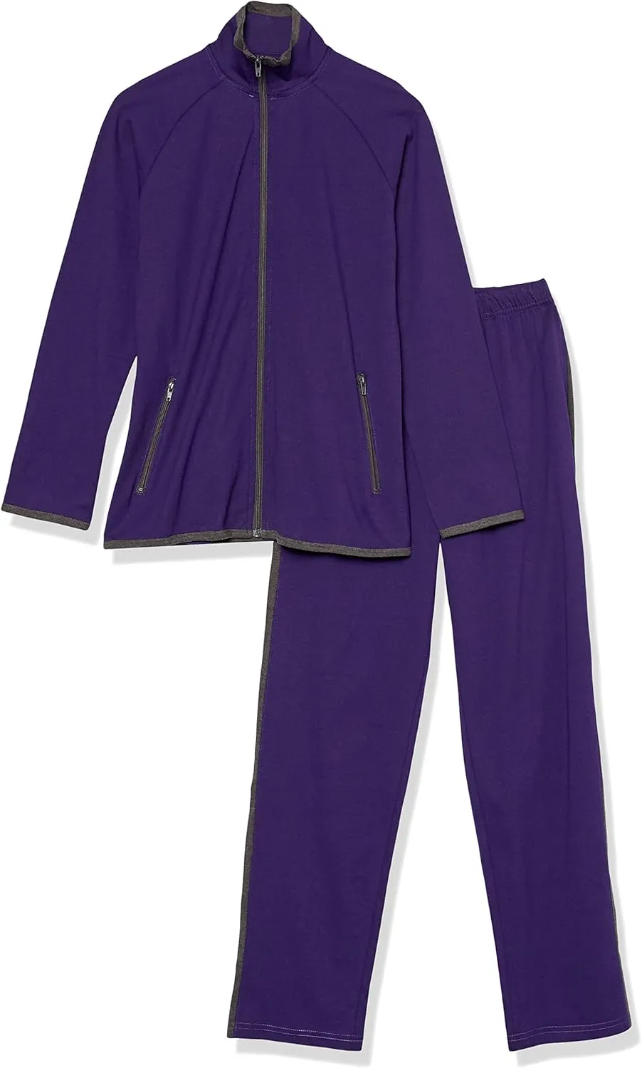 AmeriMark Women Striped Sweatsuit Set  Soft 2-Piece Tracksuit Zip-up Jacket Elastic Waist Pants  Relaxed Athletic Outfit