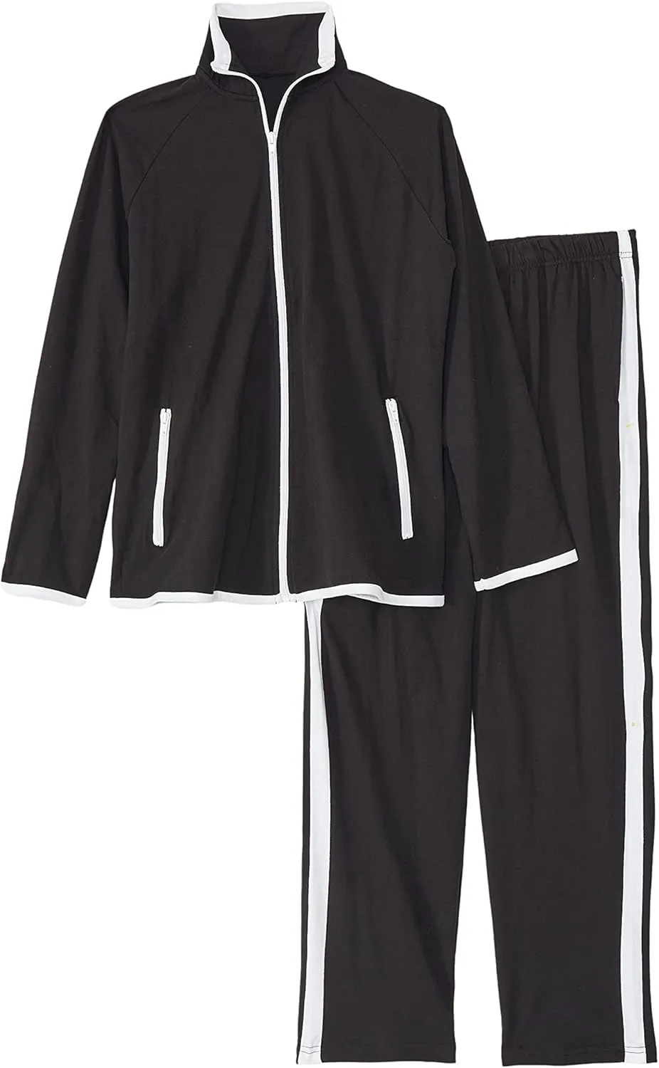 AmeriMark Women Striped Sweatsuit Set  Soft 2-Piece Tracksuit Zip-up Jacket Elastic Waist Pants  Relaxed Athletic Outfit