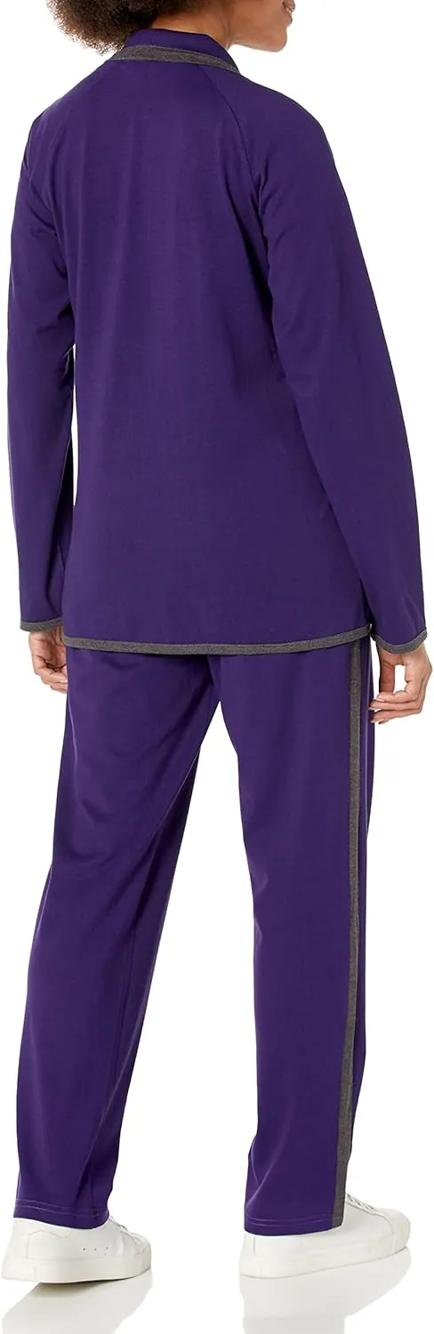 AmeriMark Women Striped Sweatsuit Set  Soft 2-Piece Tracksuit Zip-up Jacket Elastic Waist Pants  Relaxed Athletic Outfit