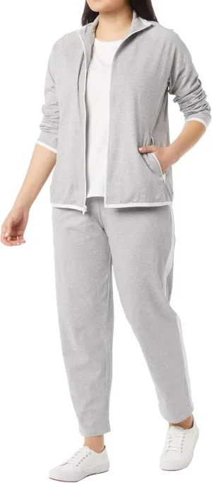 AmeriMark Women Striped Sweatsuit Set  Soft 2-Piece Tracksuit Zip-up Jacket Elastic Waist Pants  Relaxed Athletic Outfit