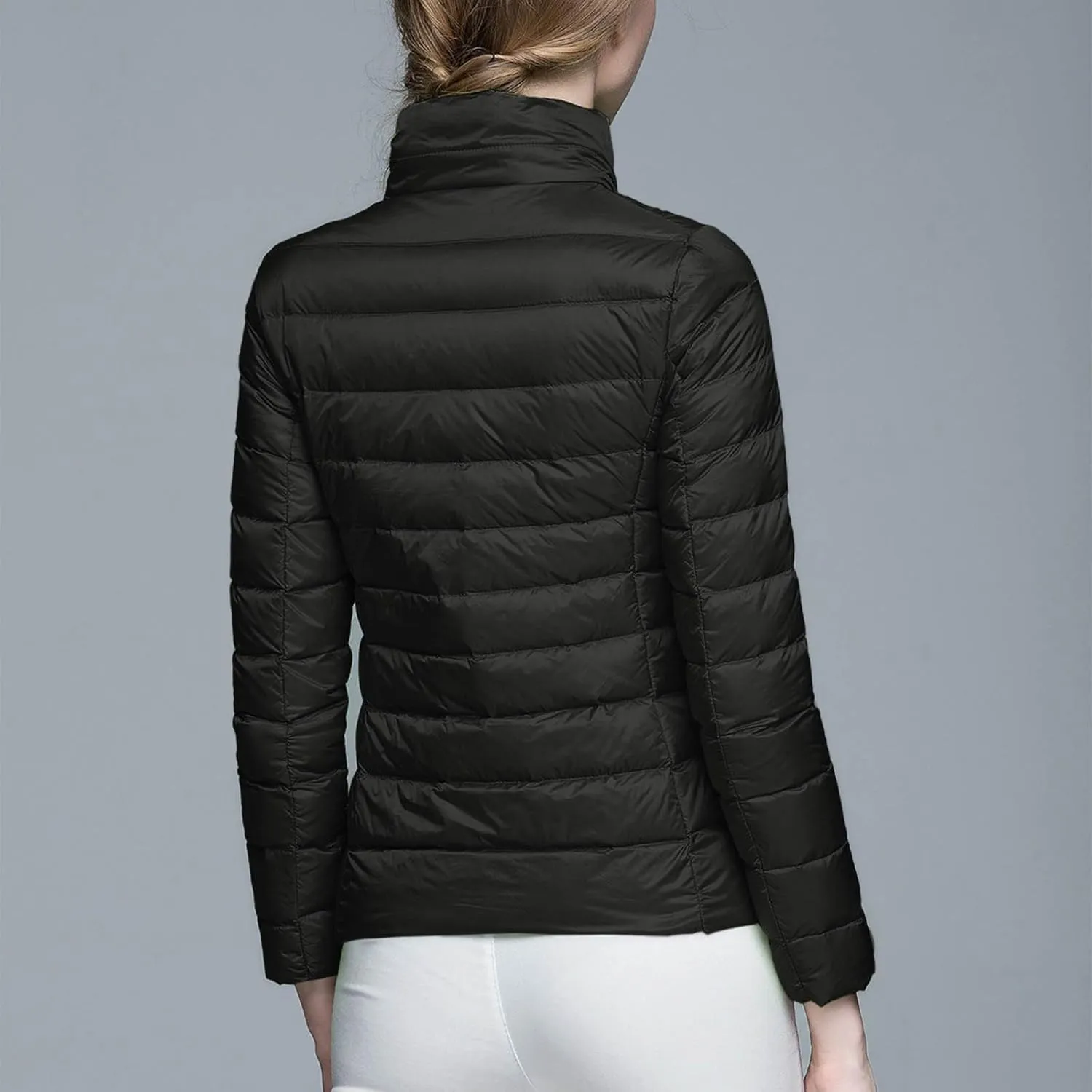 Aniywn Light Jackets for Women Warm No Hood Down Jacket Packable Short Fall Jacket Zip Cardigan Winter Coats with Pockets