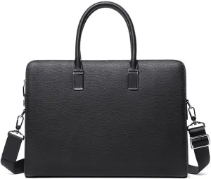 Anti-Theft Slim Leather Satchel for Men Minimalist Design Laptop Shoulder Bag Business Commute Tablet Briefcase