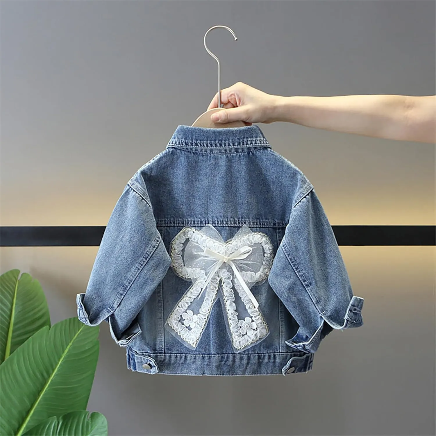 ASHER FASHION Girls Denim Jacket with 3D Flower Design