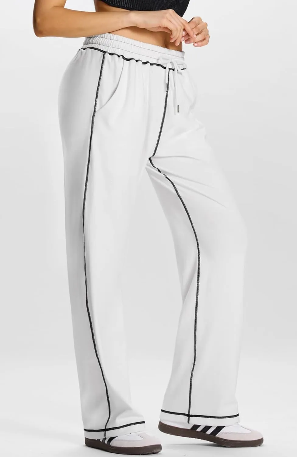 Baggy Sweatpants for Women Soft Lightweight Straight Leg Lounge Pants Stitching Wide Leg Sweatpants Women Casual