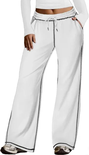 Baggy Sweatpants for Women Soft Lightweight Straight Leg Lounge Pants Stitching Wide Leg Sweatpants Women Casual