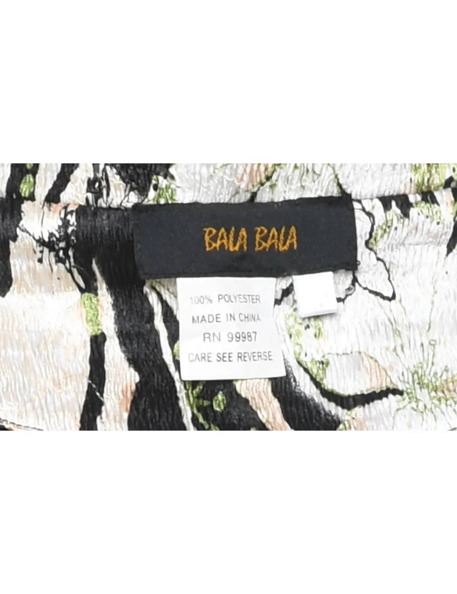 Bala Bala Floral Pattern Light Green & Grey Bell Sleeve Jacket - M