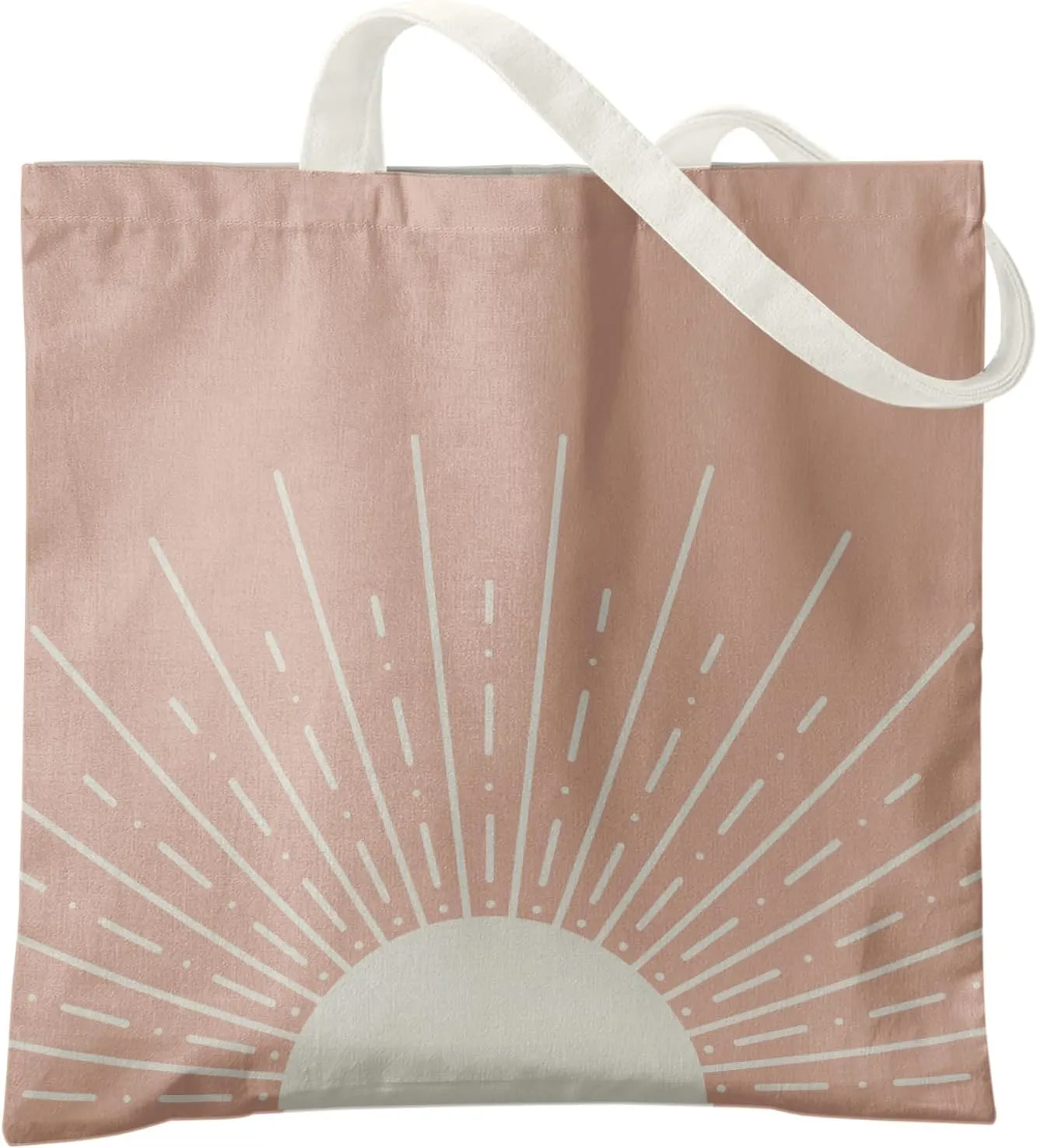 Boho Tote Bag Aesthetic, Minimalist Abstract Boho Terracotta Sun Sunshine Canvas Tote Bag for Women