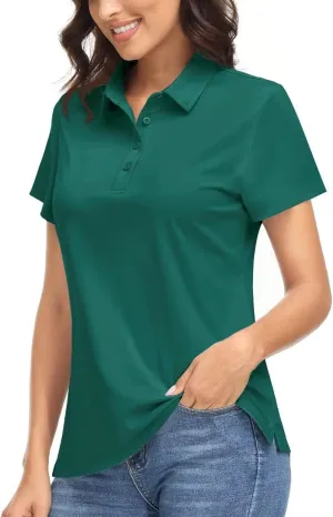 Boladeci Women's Golf Polo Shirts Short Sleeve UPF 50  Sun Protection Quick Dry Lightweight 4-Button Tennis Tops
