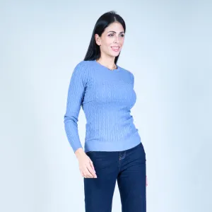 Cable-knit crew neck sweater wholesale