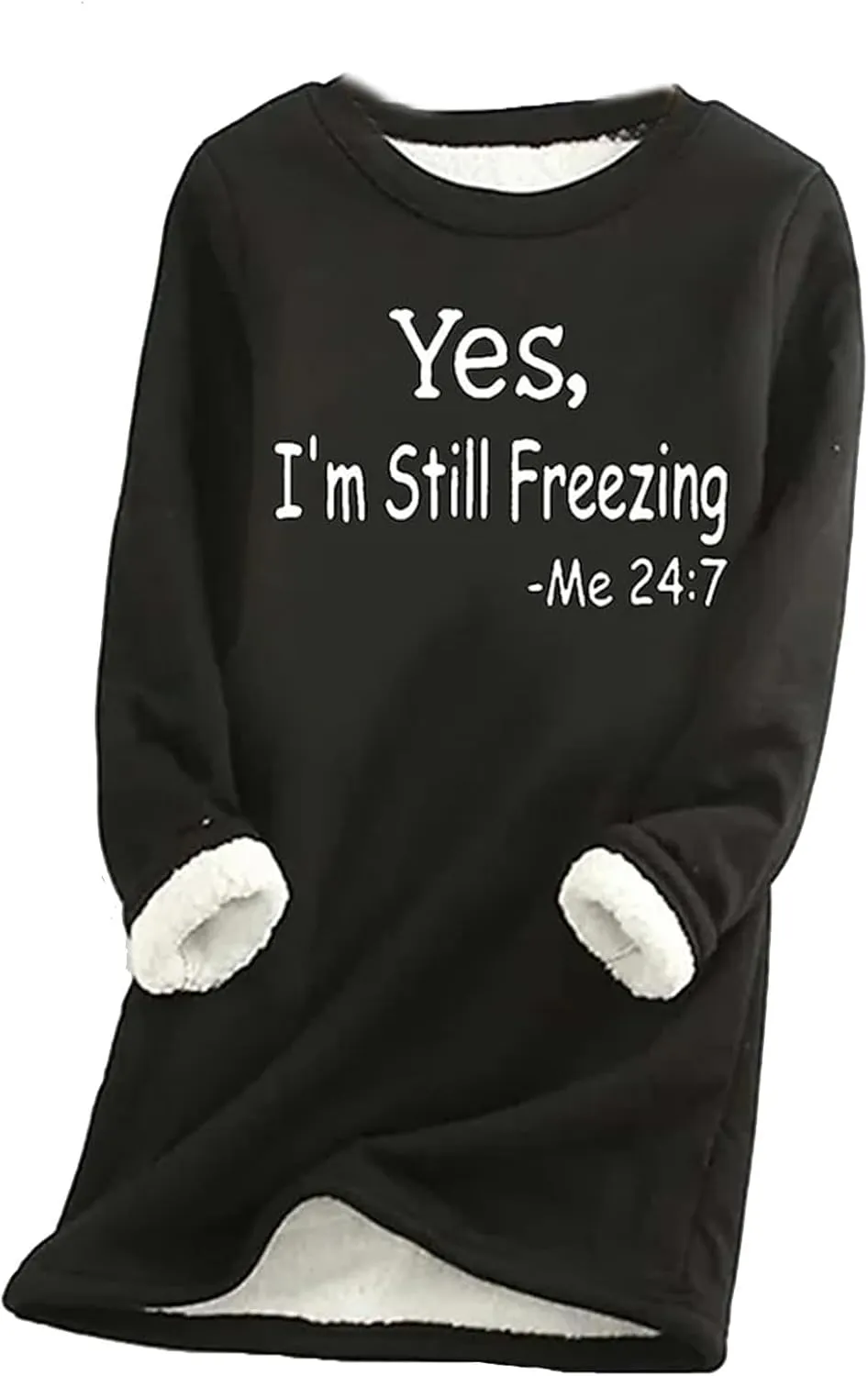 Ceboyel Womens Fleece Sweatshirts 2023 Sherpa Lined Pullover Shirts Funny Cute Sweater Tops Warm Winter Loungewear Clothes