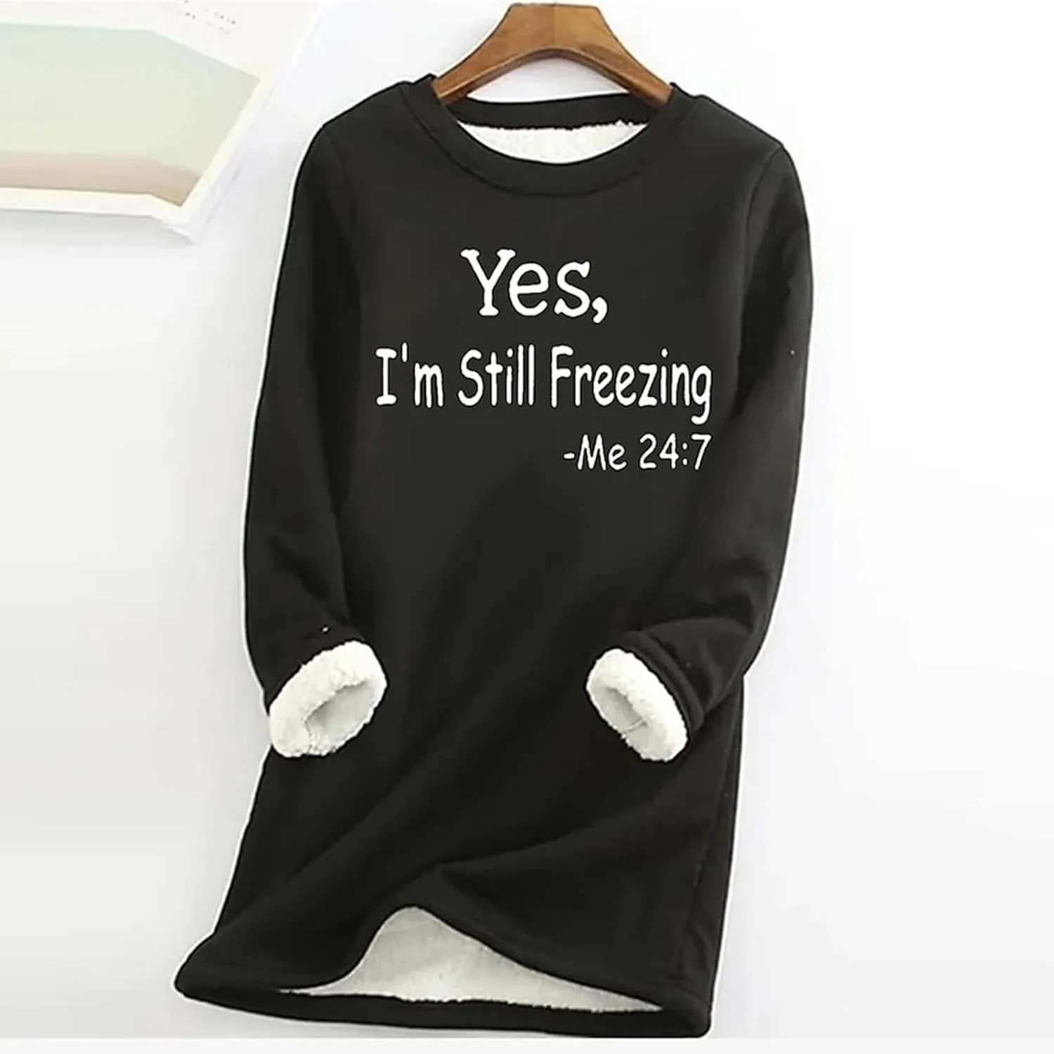 Ceboyel Womens Fleece Sweatshirts 2023 Sherpa Lined Pullover Shirts Funny Cute Sweater Tops Warm Winter Loungewear Clothes