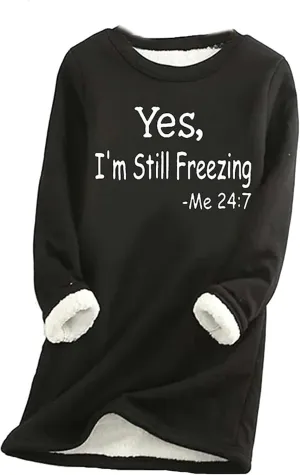 Ceboyel Womens Fleece Sweatshirts 2023 Sherpa Lined Pullover Shirts Funny Cute Sweater Tops Warm Winter Loungewear Clothes