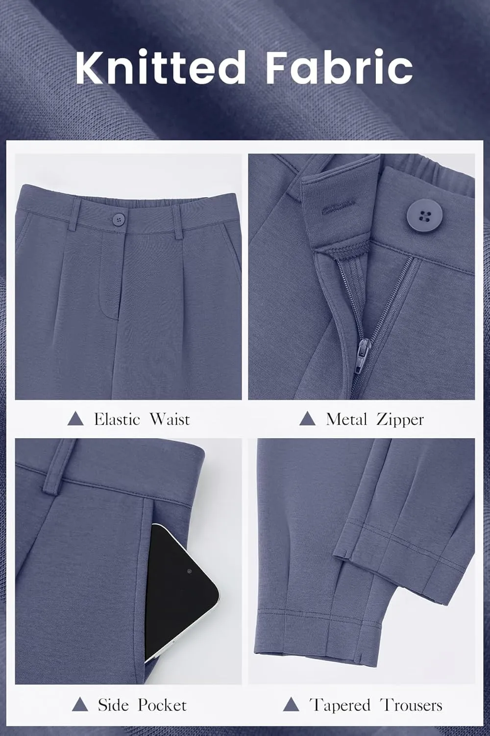 CFLONGE Women's Summer High Waisted Pants for Women 2025 Casual Ankle Length Pant for Work Office Trouser Slacks with Pockets