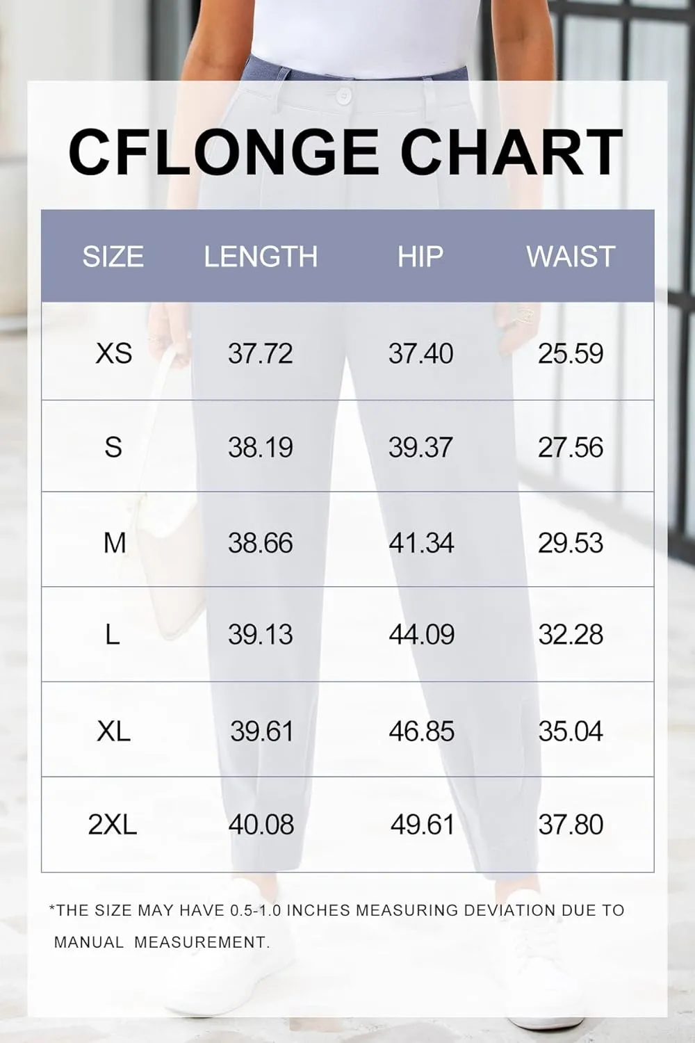 CFLONGE Women's Summer High Waisted Pants for Women 2025 Casual Ankle Length Pant for Work Office Trouser Slacks with Pockets