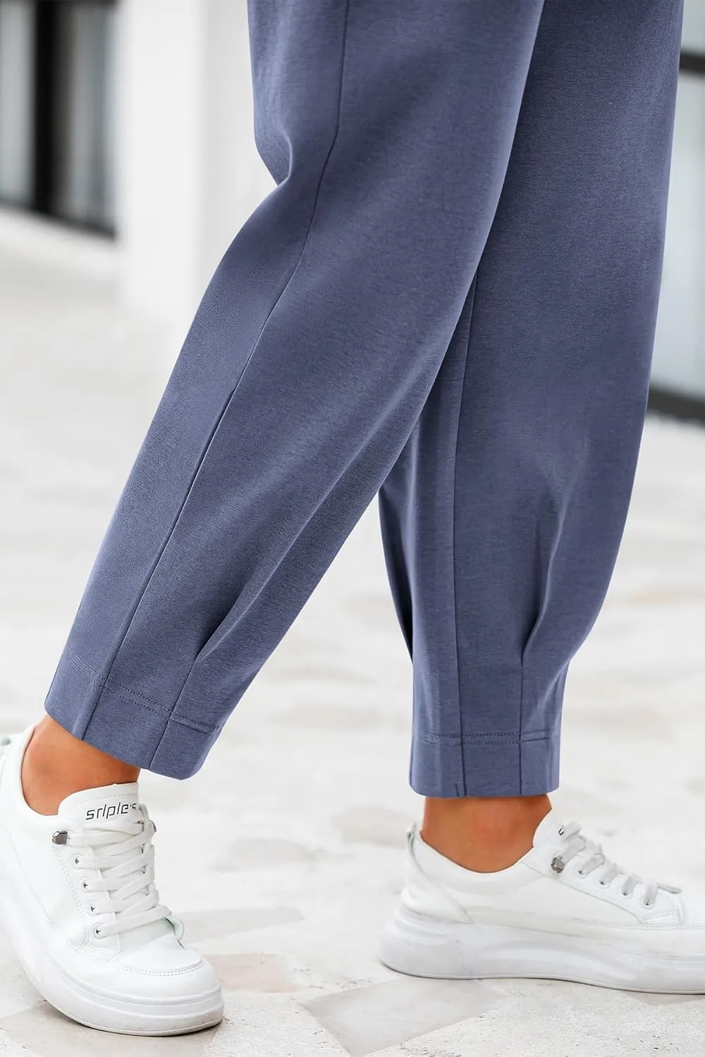 CFLONGE Women's Summer High Waisted Pants for Women 2025 Casual Ankle Length Pant for Work Office Trouser Slacks with Pockets