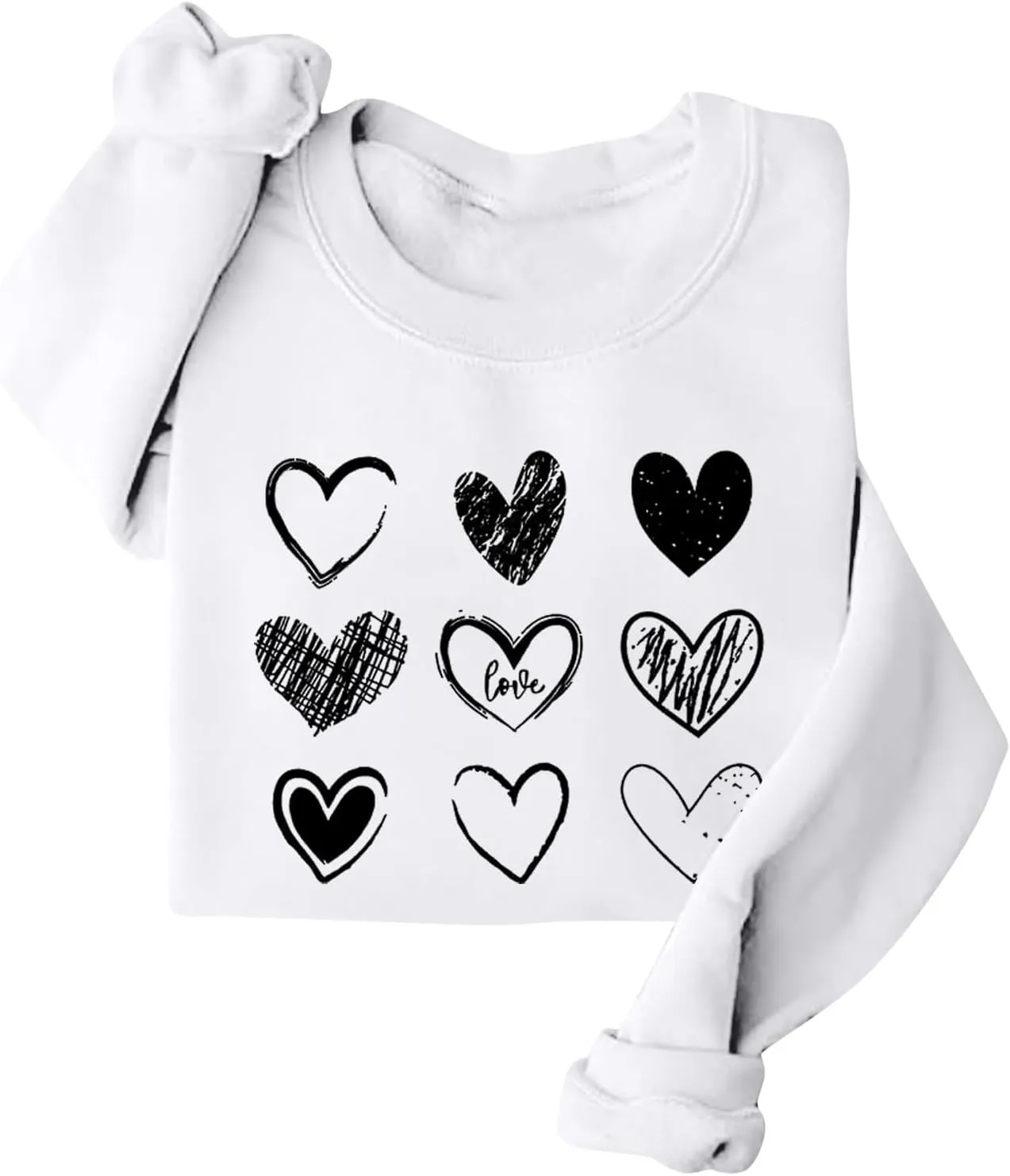 ChicCrate Valentines Sweatshirt for Women Warm Long Sleeve Shirts Cute Love Heart Graphic Tees Crewneck Fleece Lined Pullover