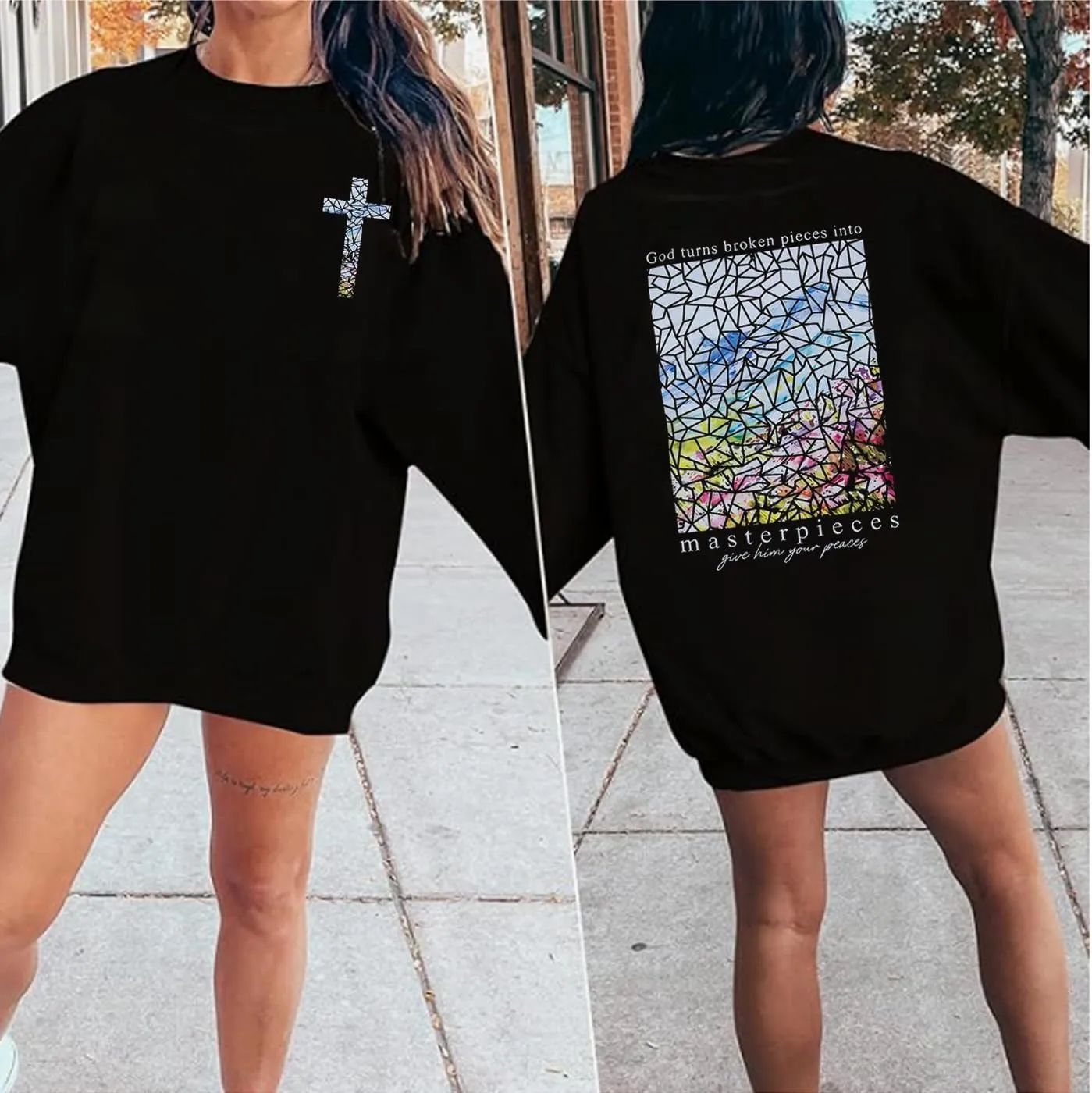 Christian Sweatshirt Women Loose Oversized Bible Verse Pullover Tops Faith Sayings Inspirational Graphic Sweatshirts