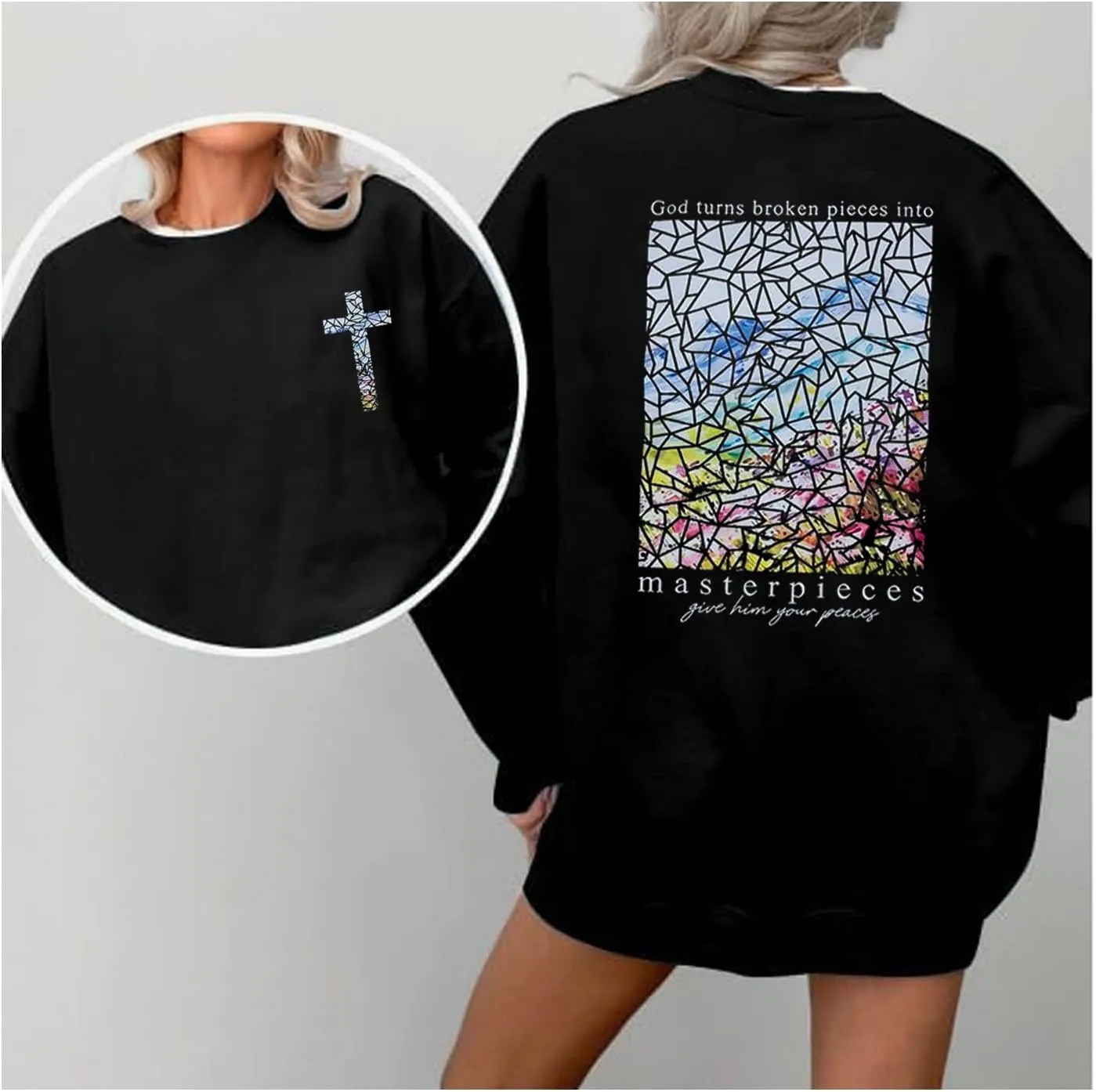 Christian Sweatshirt Women Loose Oversized Bible Verse Pullover Tops Faith Sayings Inspirational Graphic Sweatshirts