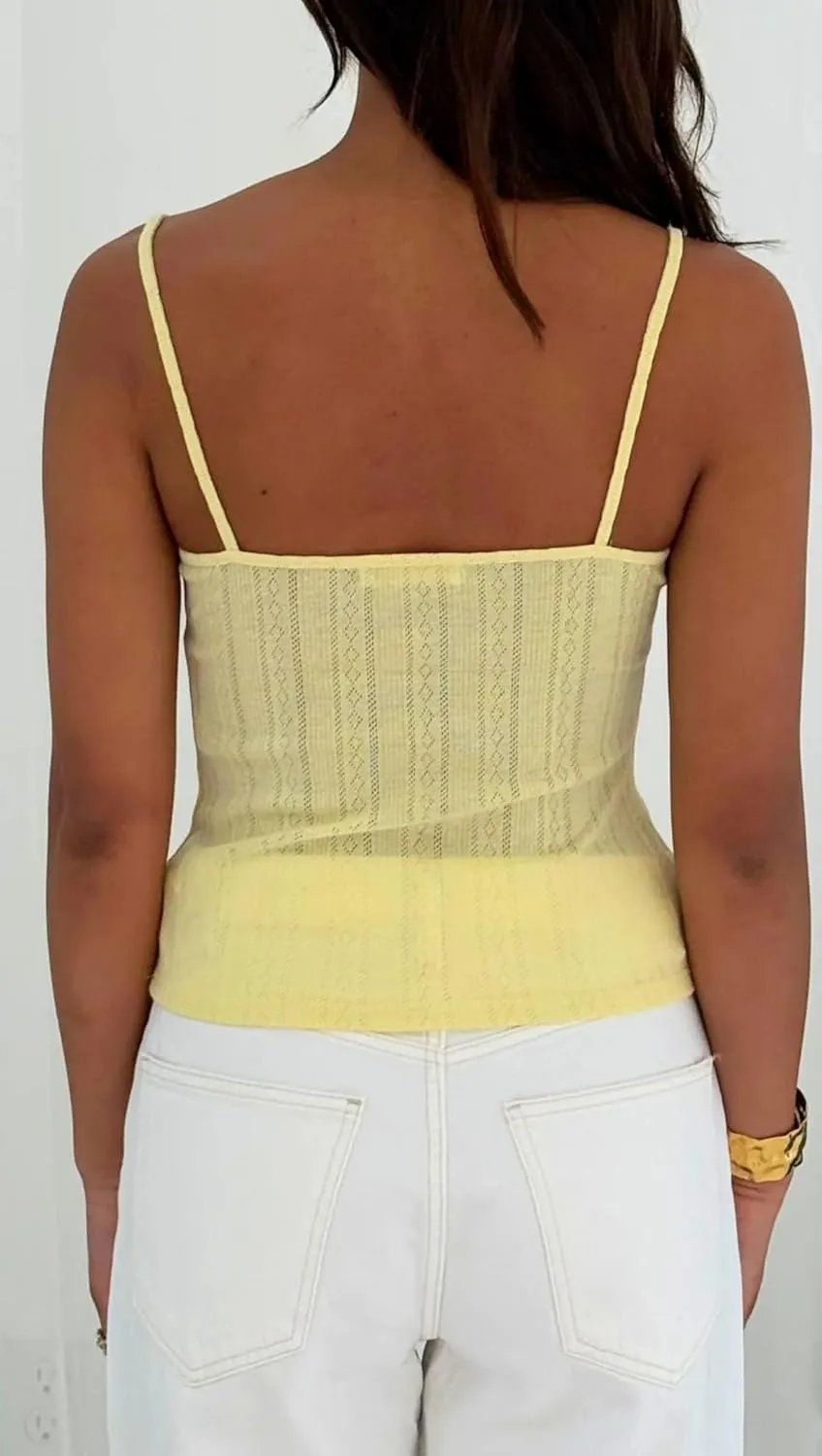 Cioatin Women Sleeveless Y2K Lace Patchwork Pointelle Crop Cami Tank Cute Spaghetti Strap V Neck Slim Summer Going Out Tops