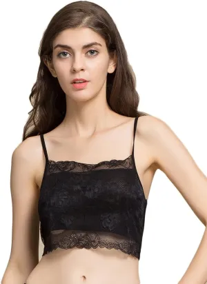 CLC Women's Mulberry Silk Half Camisole Floral Lace Tops