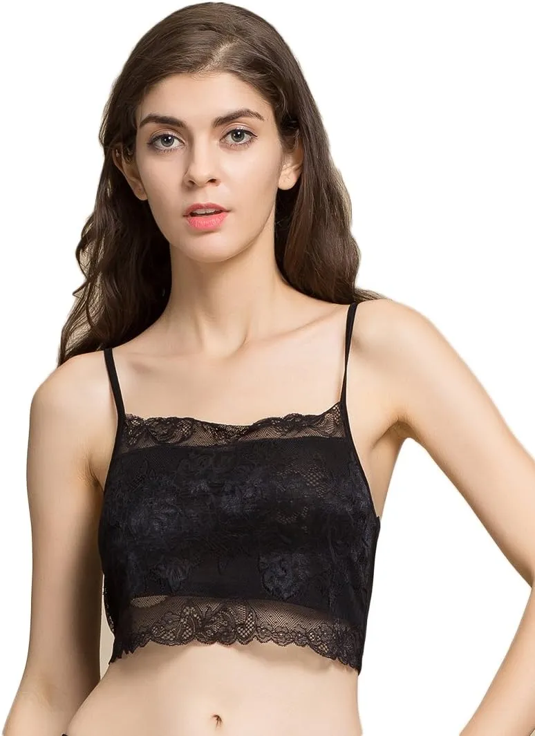 CLC Women's Mulberry Silk Half Camisole Floral Lace Tops