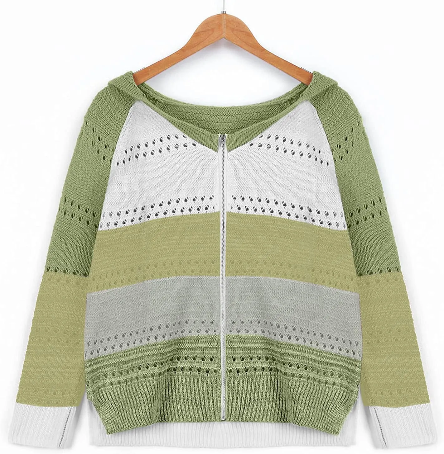 Color Block Hoodie Women V Neck Hooded Sweater Hollow Out Knitted Sweatshirts Y2K Long Sleeve Fall Sweatshirt