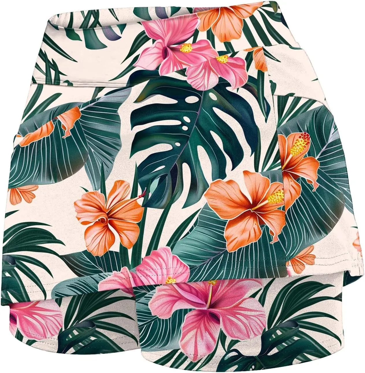 cooki Women's Athletic Skorts Lightweight Golf Skirts Inner Shorts Summer High Waisted Stretchy Floral Print Tennis Skort