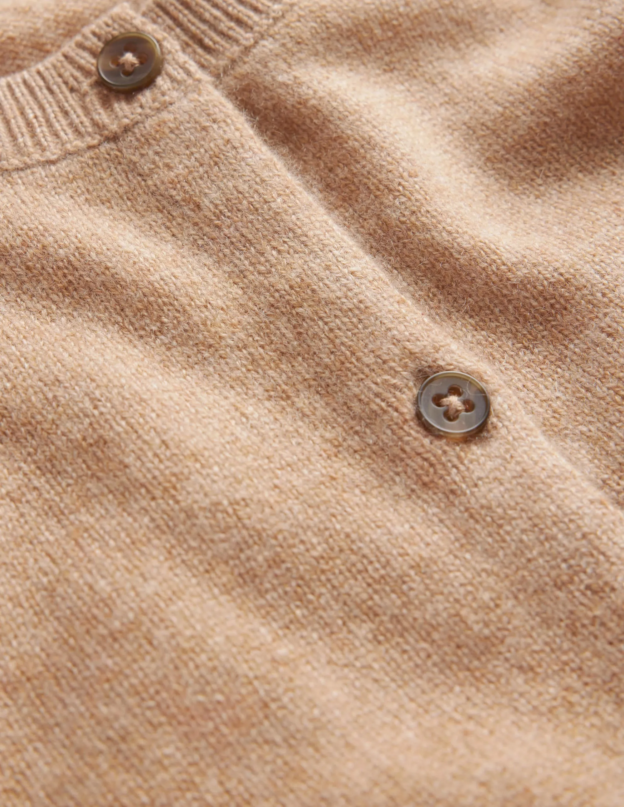 Cropped Cashmere Cardigan-Camel Melange