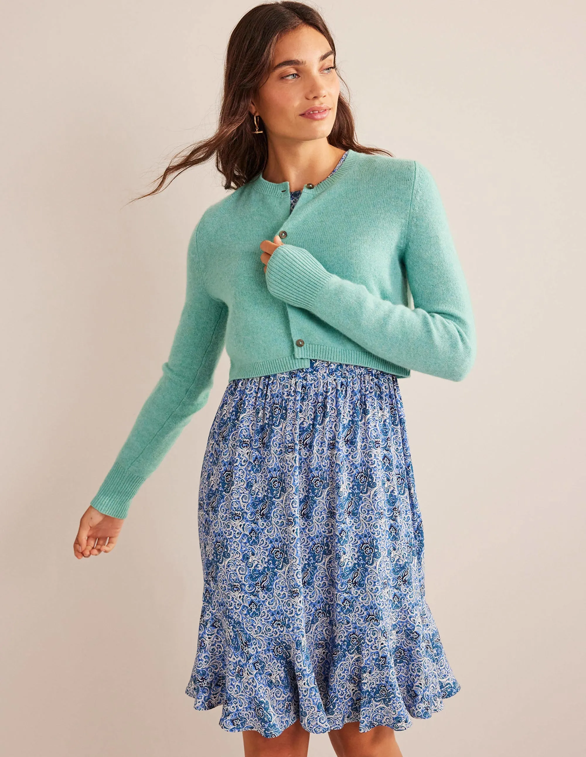 Cropped Cashmere Cardigan-Indian Ocean