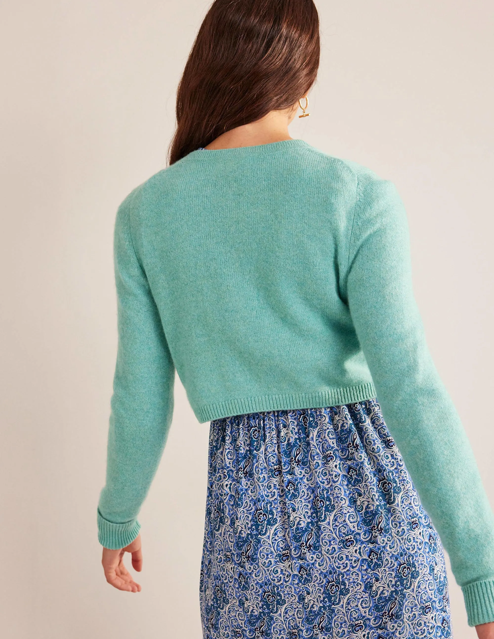 Cropped Cashmere Cardigan-Indian Ocean