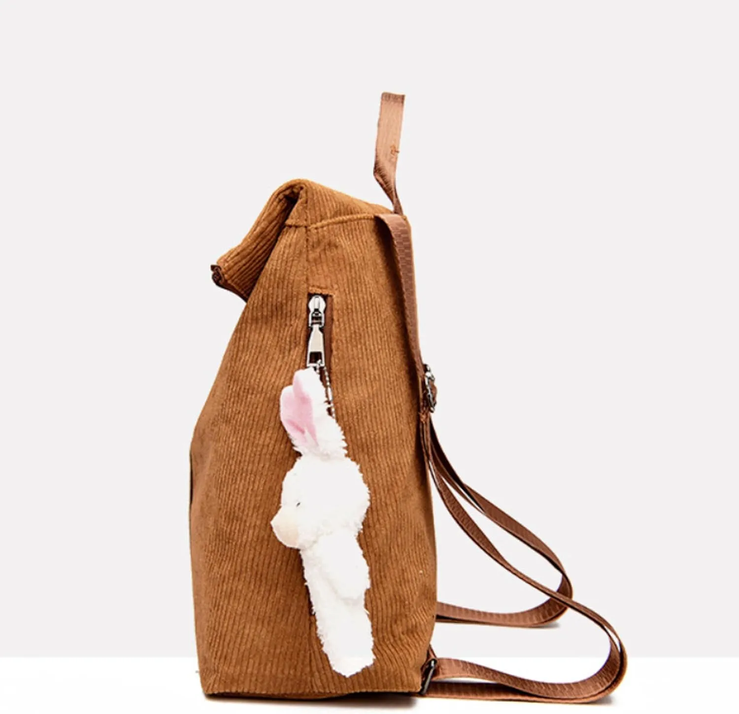 Cute Backpack Purses Corduroy Small Fashion Minimalist Travel Bag Daypack Shoulder Bag Satchel Handbag, Green, Onesize