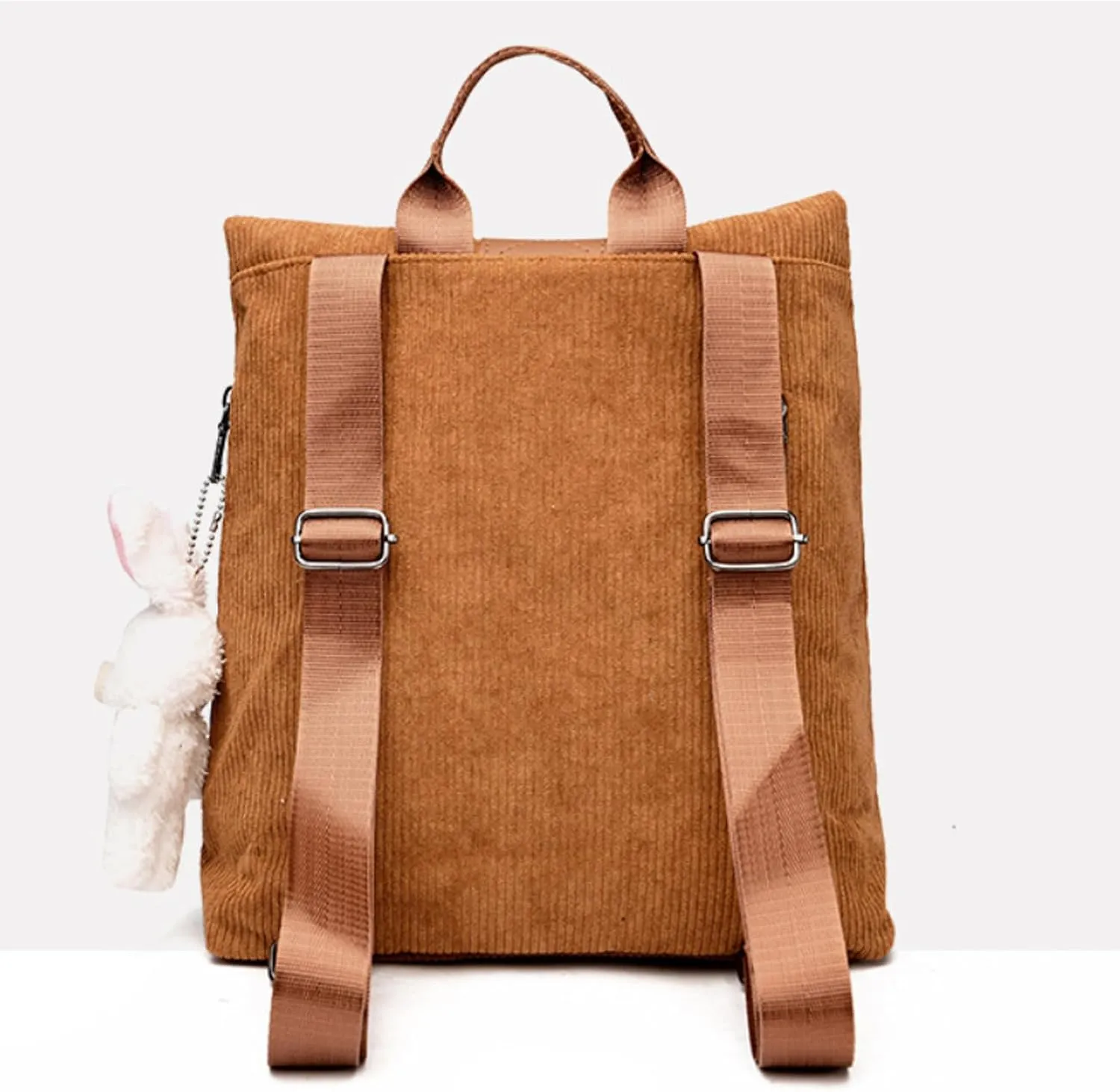 Cute Backpack Purses Corduroy Small Fashion Minimalist Travel Bag Daypack Shoulder Bag Satchel Handbag, Green, Onesize
