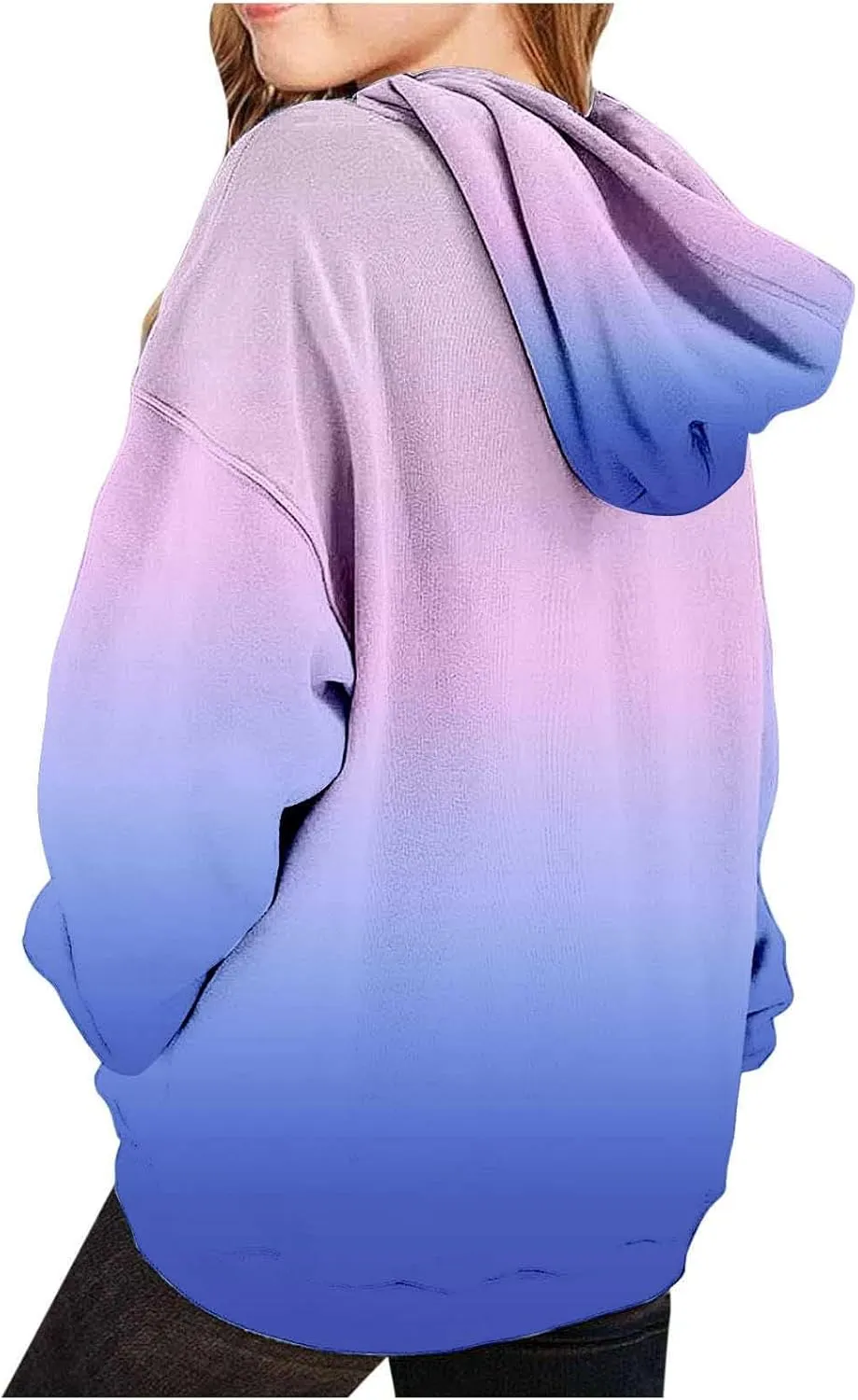 Cute Hoodies for Teen Girls Trendy Preppy Hooded Sweatshirts Oversized Long Sleeve Shirts Gradient Clothes for Girls