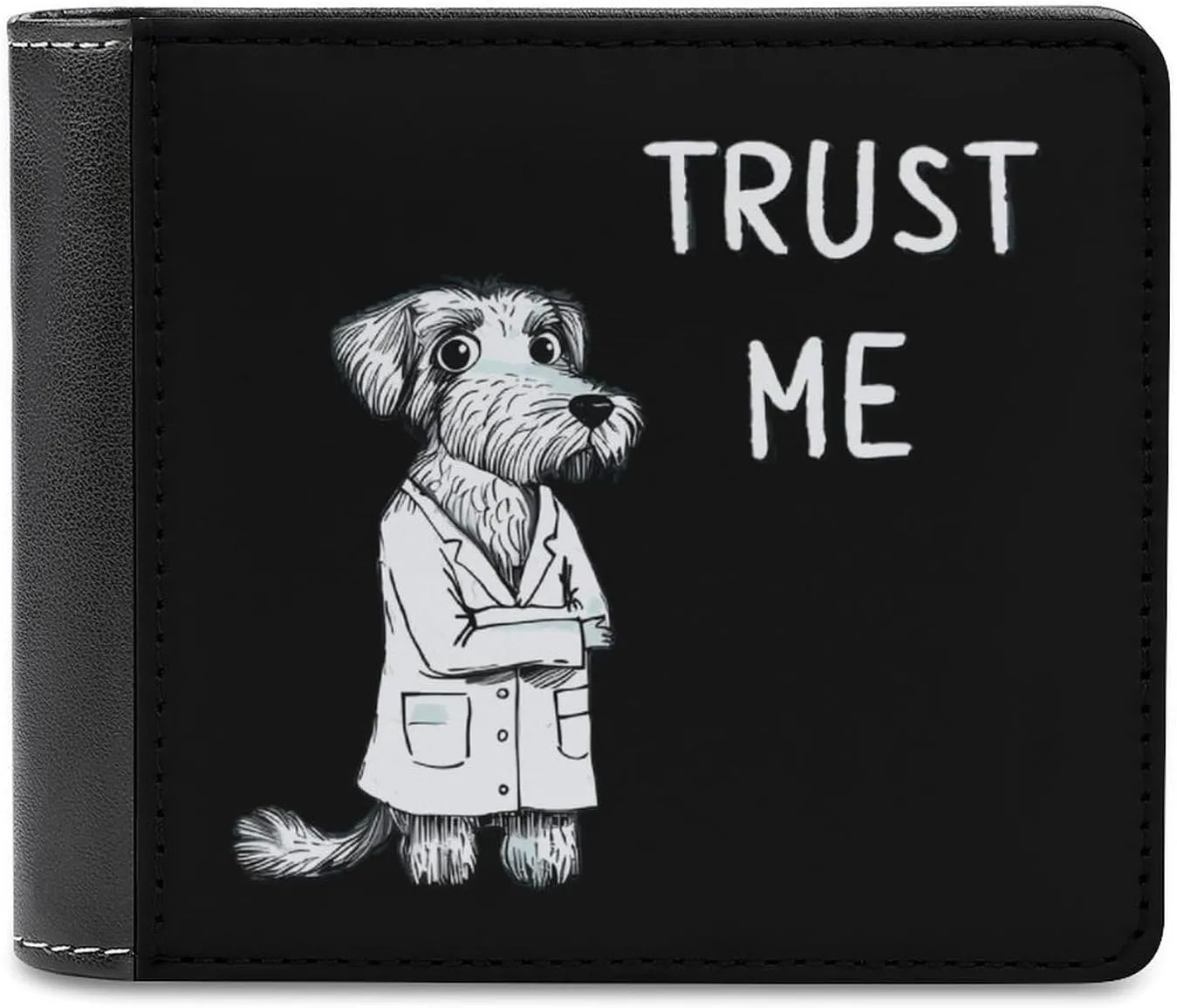 Dog Doctor Trust Me Men's Leather Minimalist Wallet Slim Bifold Wallet Purse With 6 Credit Card Pockets