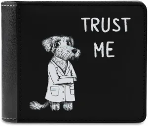 Dog Doctor Trust Me Men's Leather Minimalist Wallet Slim Bifold Wallet Purse With 6 Credit Card Pockets
