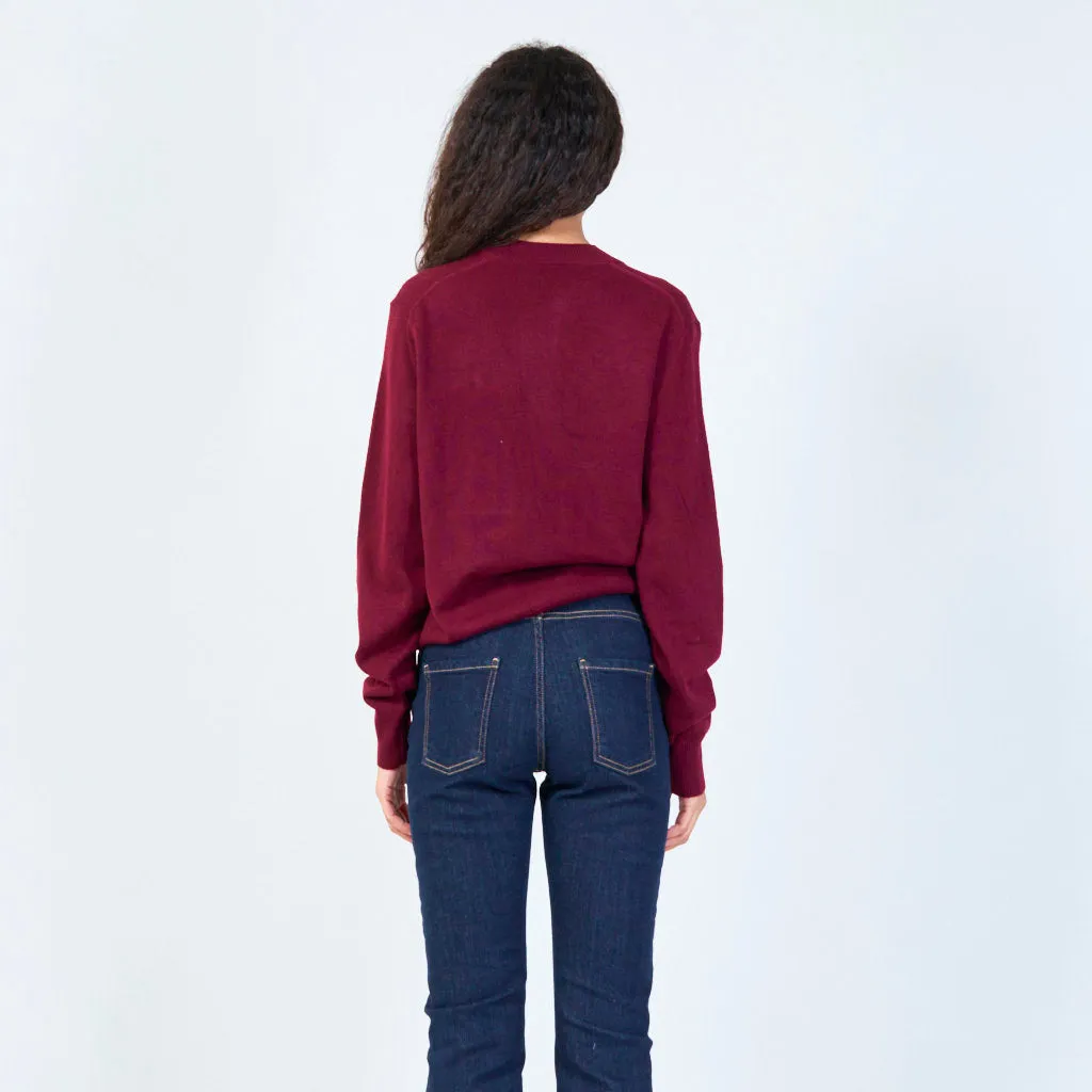 Embroidered button-up cardigan wholesale