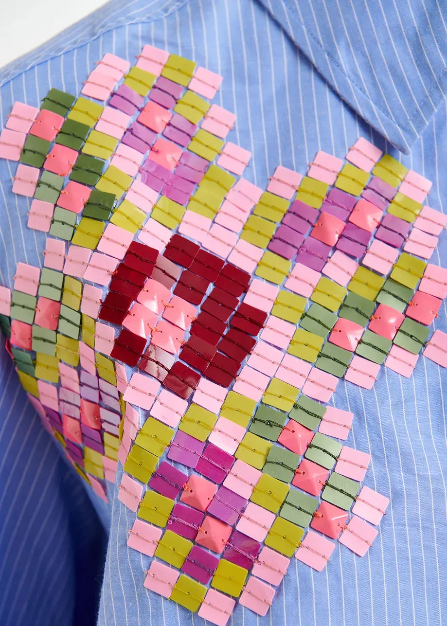 Essentiel Antwerp Sequin-embroidered shirt