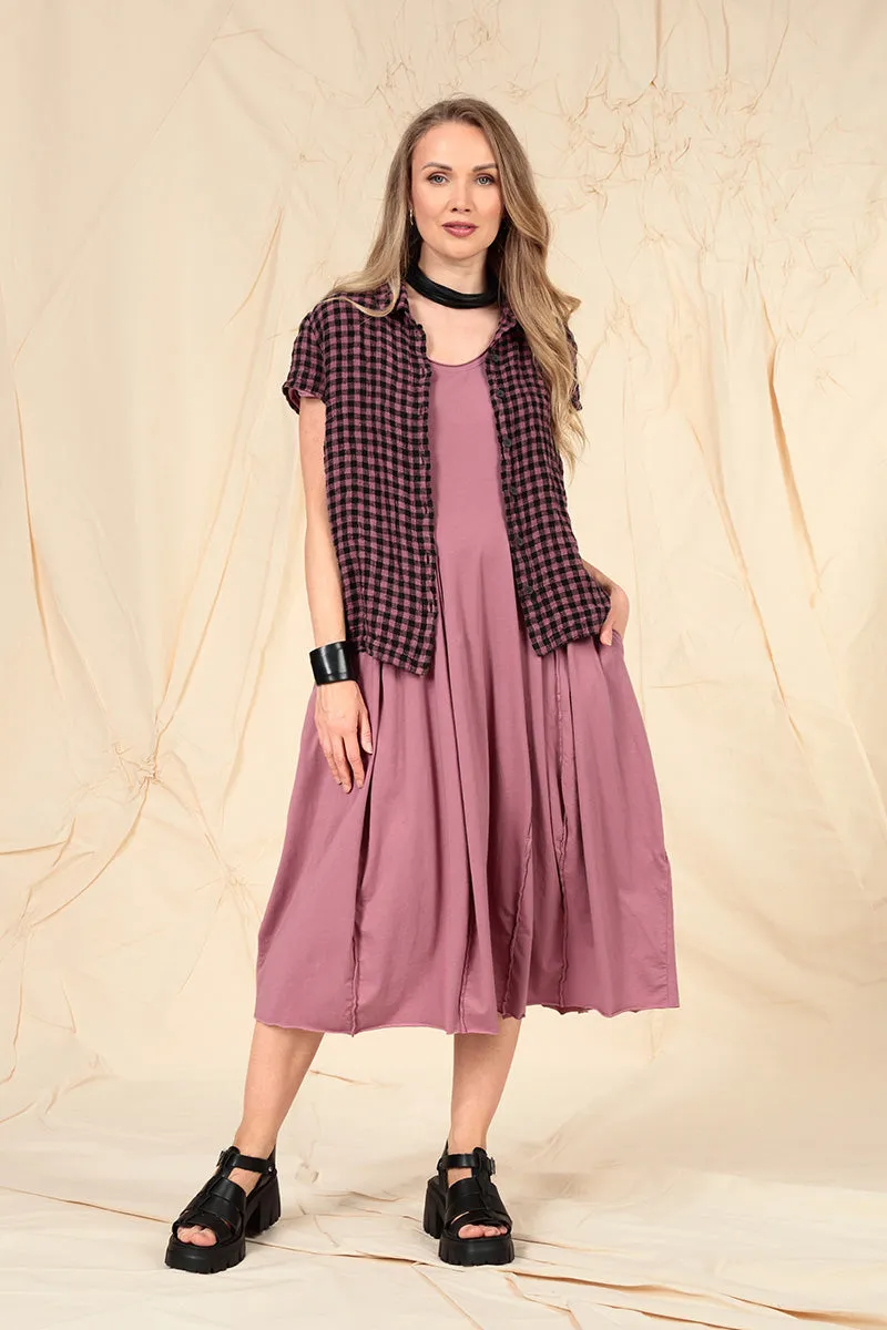 Exposed Seams Mauve Taupe Cotton Dress