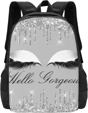 Eyelashes Silver Gray Drips Minimalist Large Backpack  15Laptop Backpack, Lightweight Travel & Work Bag With Ergonomic Straps
