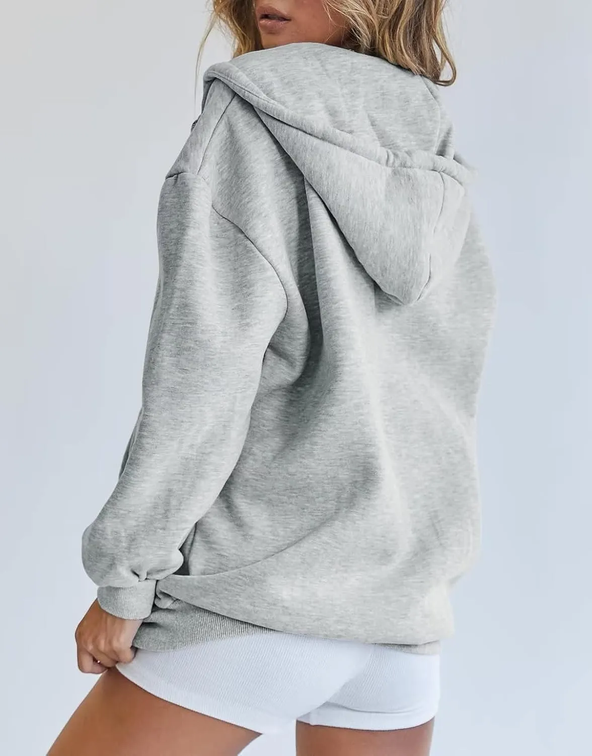 Ezbelle Women's Full Zip Up Hoodie Fall Jacket Oversized Casual Hooded Sweatshirts with Pockets