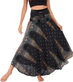 FEOYA Hippie Skirt Boho Skirts for Women Long Gypsy Dress Summer Beach Bohemian Maxi Skirt 2-in-1 Hippy Clothing
