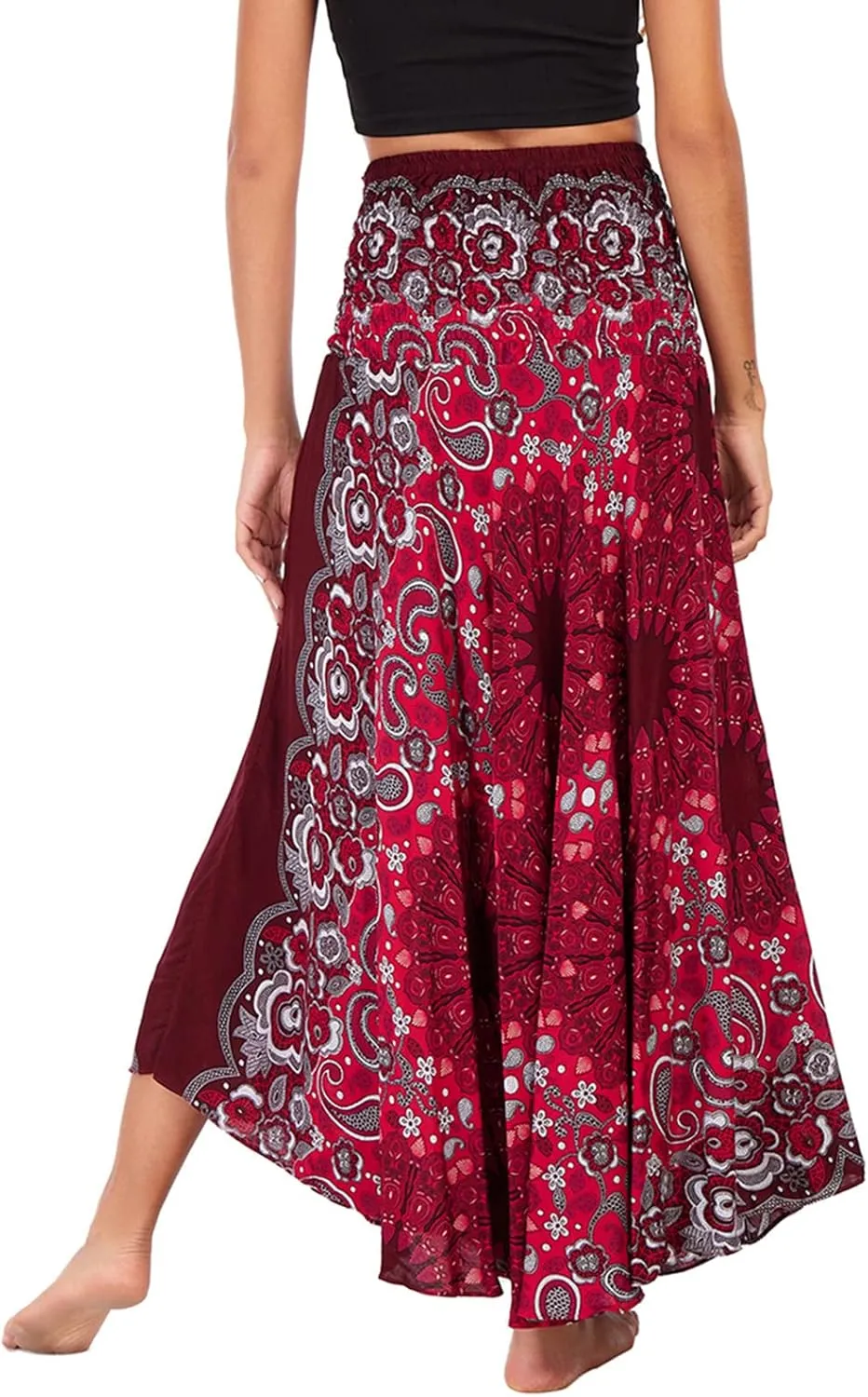 FEOYA Hippie Skirt Boho Skirts for Women Long Gypsy Dress Summer Beach Bohemian Maxi Skirt 2-in-1 Hippy Clothing
